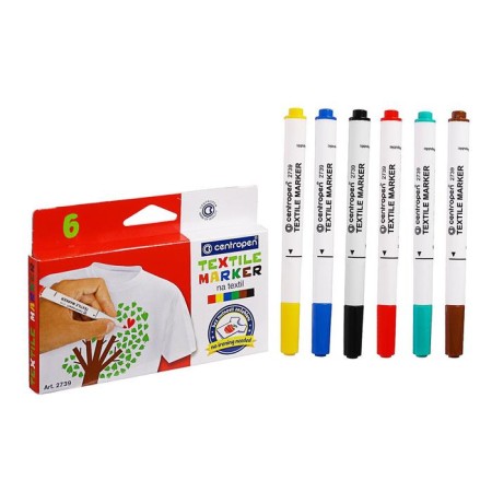 A set of markers for fabric 6 colors 3.9 mm centropen 2739, line 1.8 mm