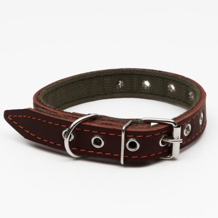 Collar combined leather/tarpaulin, dimensionless, 54 x 2.5 cm, Osh 17-45 cm, brown-1
