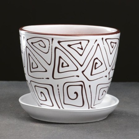 Pot floral abstraction white 1 l