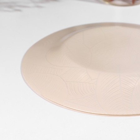 Glass plate "LIVS", D = 19.5 cm, beige color-2