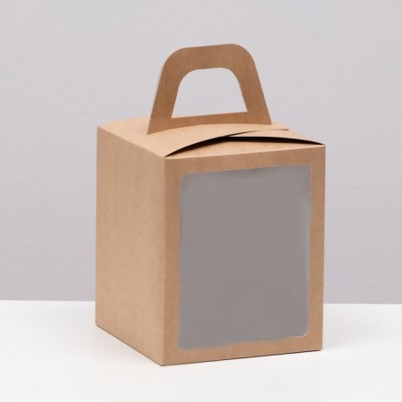 Folding box with a window, craft, 15 x 15 x 18 cm