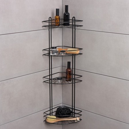 Bathroom shelf for the bathroom 4-tier native, 175 × 175 × 762 mm, black matte color-1