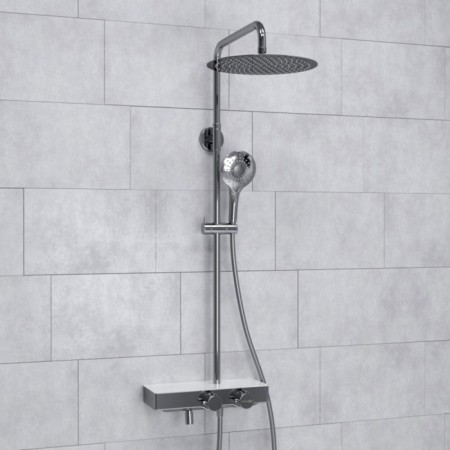 The shower system wasserkraft a113.116.101.ch thermo, tropical shower, thermostat, chrome-1