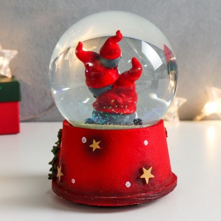 Souvenir Polystone Water Ball Music "Three Dwarf" 11.5x11.5x14 cm-2