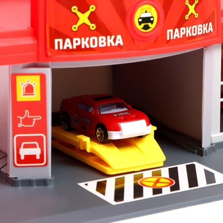 Parking "Fire Station", with metal machines and helicopter-7