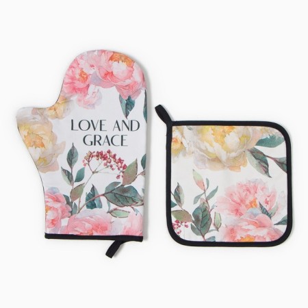 Set of kitchen. Ethel "Love and Grace" Mittens-Obel 20x28cm, 19x19cm Squeezing, 100% HL-1