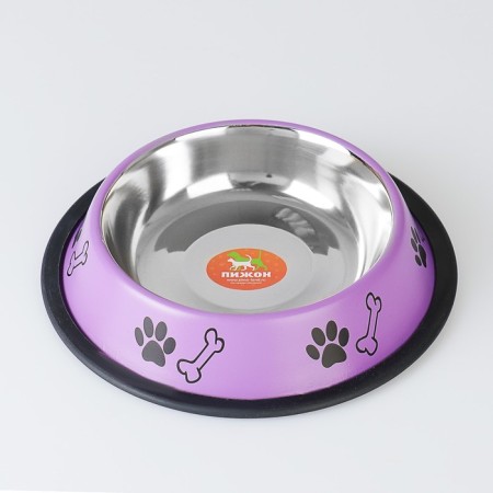 A bowl with a non -slip base color with a print, 475 ml, purple-1
