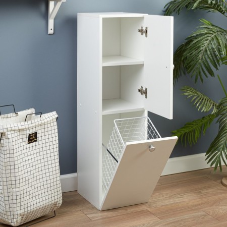 Bathroom cabinet for a bathroom with a basket, 30 x 34 x 113.4 cm-1
