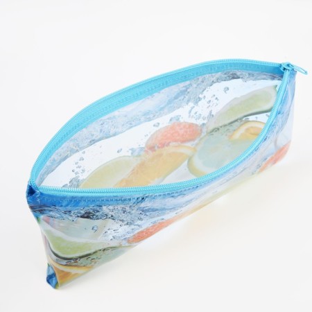 Cosmetic bag-penete on zipper, PVC, blue color-2