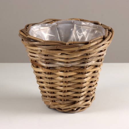 Kashpo wicker, d25xh20cm, gray, rattan
