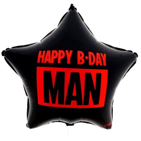 Foiled ball 18 "Happy B-Day Man" star-1