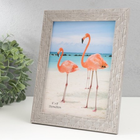 Photo frame Plastic 15x20 cm "Rombs. Tectura of wood" gray 23.5x18.5 cm-1