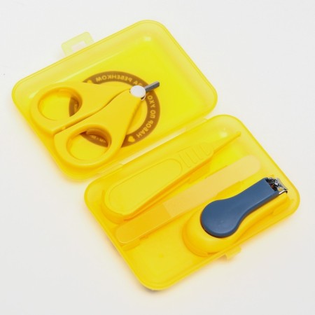 Children's manicure set (scissors, kniper, saw, tweezers), yellow color-1
