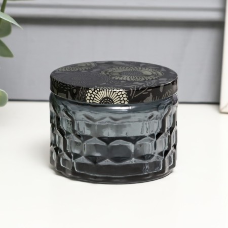 Bank for candles glass with a lid "Sot" gray 5x7x7 cm, mix-1
