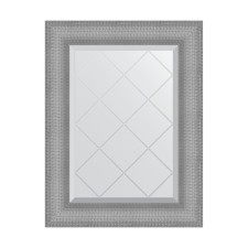 Mirror with engraving in the baguette frame, silver chain mail 88 mm, 57x74 cm