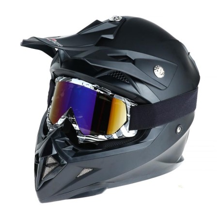 Mask glasses for motorcycle engineering, glass blue-violet chameleon, black and white, OM-18-1