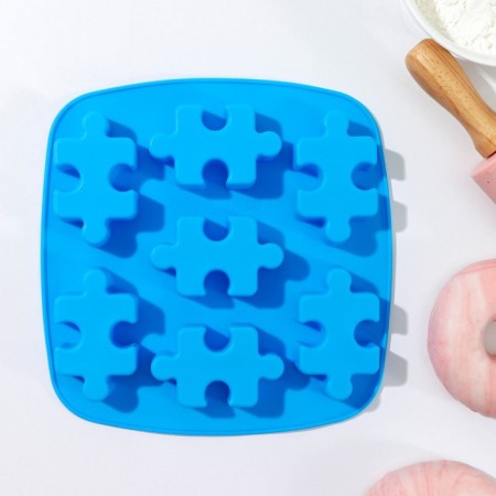Baking uniform “Puzzles”, silicone, 17.6 × 18 cm, 7 cells, color mix