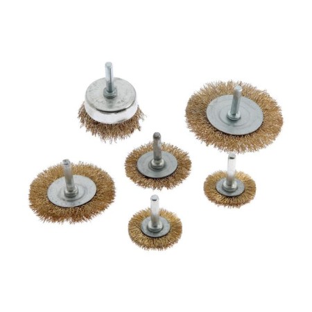 A set of metal brushes for the tundra drill, flat 40-50-65-75-100 mm, cup 50 mm, 6 pcs.