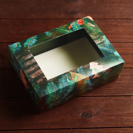 Gift box, with a window, the team "Merry Christmas", 21 x 15 x 7 cm-1