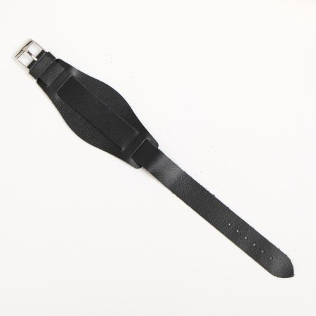 Watch strap, male, 18 mm, length 26 cm, genuine leather, black-1