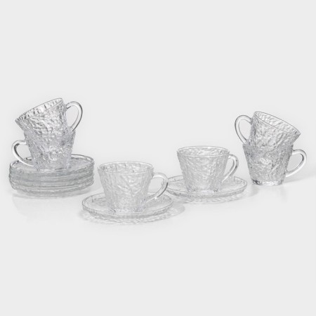 Service Tea of ​​glass "Volcano", 12 items: 6 cups 180 ml, 6 saucer d = 14 cm