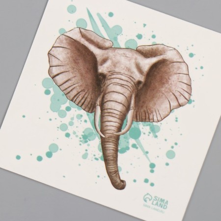 Tattoo on the body color "Watercolor. Elephant" 6x6 cm-5