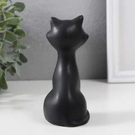 Souvenir Ceramics "Black Cat with Golden Nose" Matte 6x5x13 cm-2