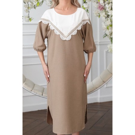 Women's dress, size 48, beige color-1