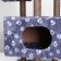 House for cats with a claw, with a site and shelf, 65 x 51 x 173 cm, gray with paws
