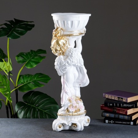 Figure pot "Angel with roses", white-gold, 1.8 l/ 24x27x70cm-3
