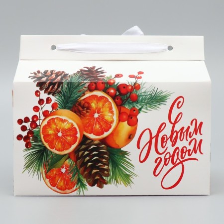 Box for sweets “Happy New Year!”, Oranges, 10 x 18 x 14 cm, New Year-3