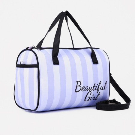 Sports bag with lightning, 2 external pockets, a long belt, lilac/white color-2