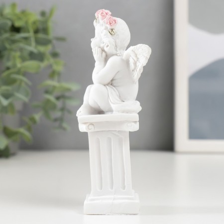 Polystone souvenir "Snowty angel in a pink wreath on the column" MIX 10.8x4.7x4.7 cm-4