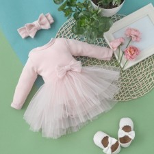 Платье боди с повязкой на голову KinDerLITTO «Трио», рост 80-86 см, цвет пудра