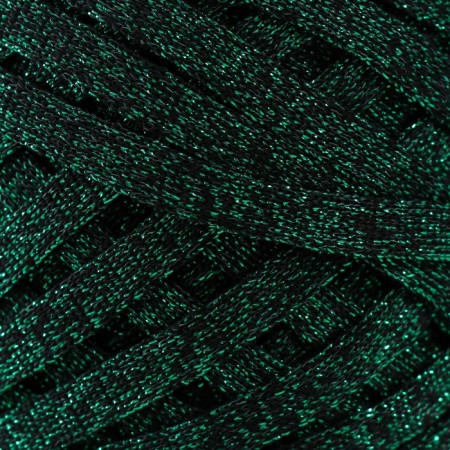 Knitted yarn "Ribbon" with Lurex 85m/170 ± 5 g (black, lurex: green)-2