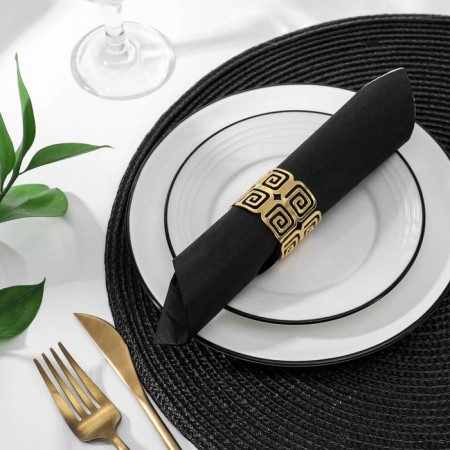 Ring for the Greek napkin, 4 × 3.5 cm, gold color-1