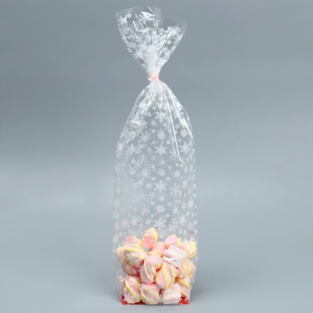 Gift package with a hard bottom "Snowflakes", 6 x 8 x 30 cm, New Year-3