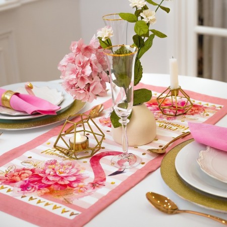 Path on the Ethel Flamingo table 30x70 cm, 100% cotton, sarzha 190 g/m2-1