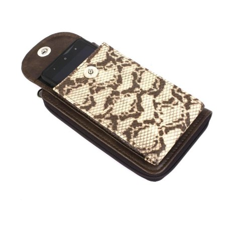 Bag for documents, n/k, 2 departments, beige python/brown.-4