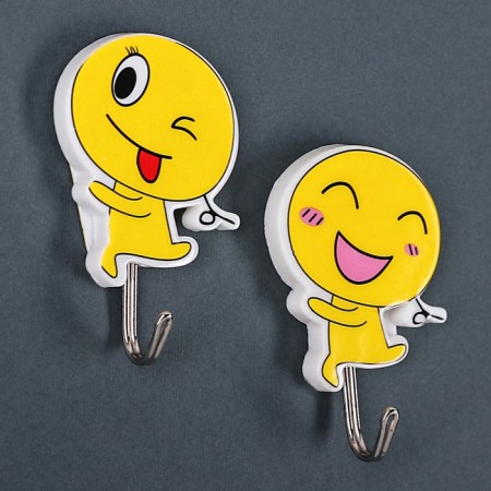 Hooks self -adhesive "running smiley", 2 pcs, drawing mix-2