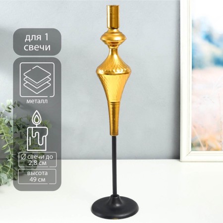 Summary Metal for 1 candle "Rafael" aged bronze 12x12x49 cm