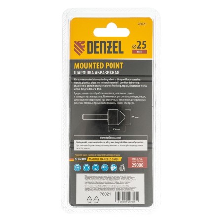 ABRASICABLE BARSICAL BARSED DRASE DENZEL 76021, 25 x 25 mm, shank d = 6 mm, 63C-3