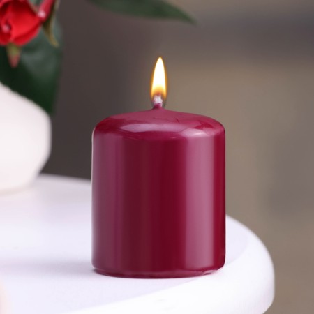 Candle - cylinder, 4x5cm, 7 hours, 47 g, burgundy