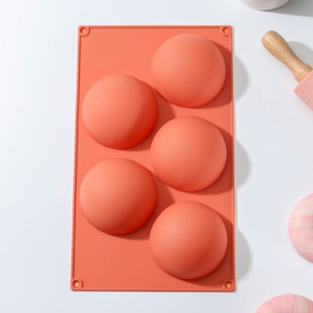 Baking uniform "Permeosphere", silicone, 29.5 × 17 cm, 5 cells, d = 8 cm, color mix-9