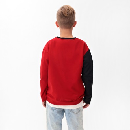 Jumper for the boy Minaku: Exclusive Print, red color, height 140 cm-3