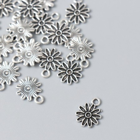 Decor for creativity Metal "Little Chamomile" silver 1x1.3 cm-1