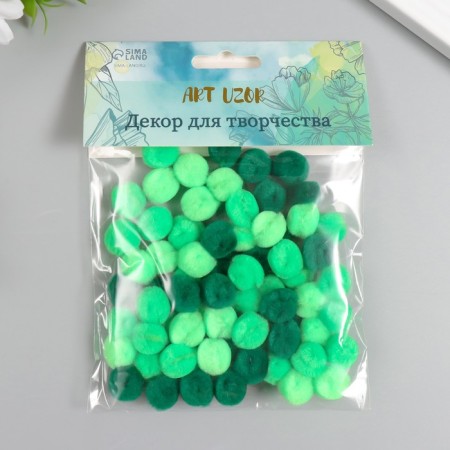 Decor for creativity "Pomponchiki. Green Forest" d = 1.3 cm set 70 pcs-2