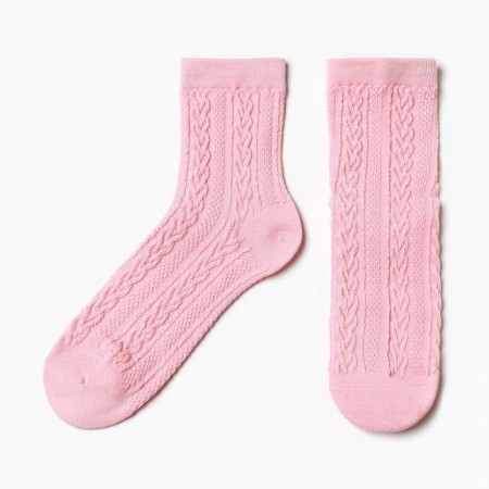 Women's socks, pink/embossed pigtail color, size 36-40
