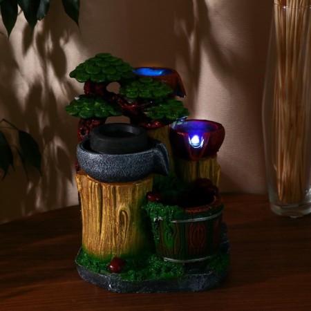 Fountain "Barrels on the stump" 20x14x27 cm (with backlight, without ball)-2