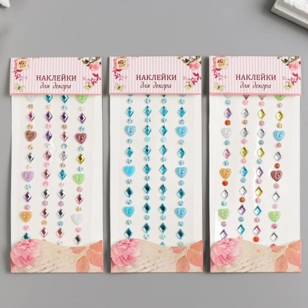 Stick plastic rhinestones "Rain of hearts" mix 19x8 cm-4